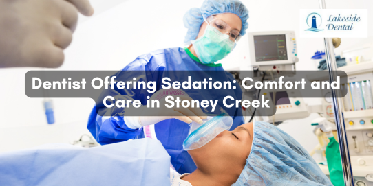 Dentist offering sedation, in chair